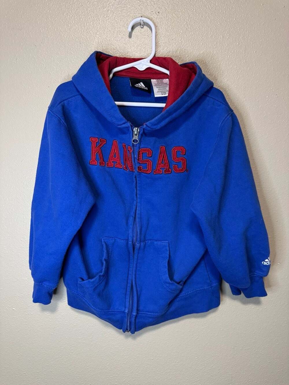 Adidas Kansas Zip Hoodie Size M (5/6) Blue Red
